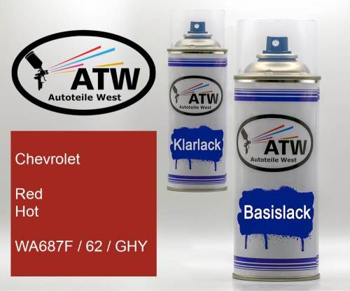 Chevrolet, Red Hot, WA687F / 62 / GHY: 400ml Sprühdose + 400ml Klarlack - Set, von ATW Autoteile West.